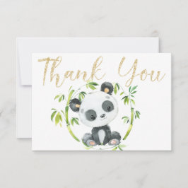 Tarjeta De Agradecimiento Cute Panda y Green Bamboo Baby Shower Gracias