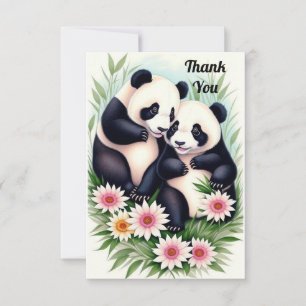 Tarjeta De Agradecimiento Cute Pareja PandaTarjeta de agradecimientoFlat