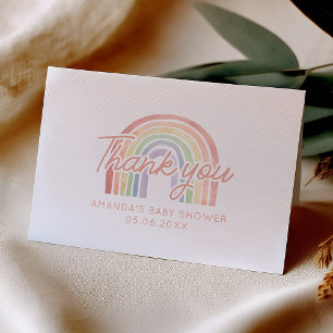 Tarjeta De Agradecimiento Cute Pastel acuarela Arcoiris Baby Shower plegado