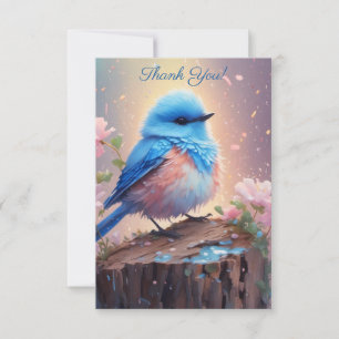 Tarjeta De Agradecimiento Cute Pastel Blue Bird Gracias