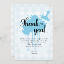 Cute Pastel Blue Gingham Baby Shower