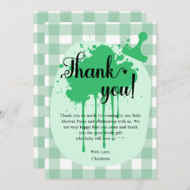 Tarjeta De Agradecimiento Cute Pastel Green Gingham Baby Shower