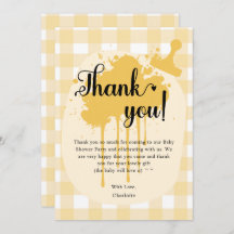 Cute Pastel Naranja Gingham Baby Shower