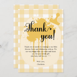 Tarjeta De Agradecimiento Cute Pastel Naranja Gingham Baby Shower