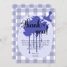 Tarjeta De Agradecimiento Cute Pastel Navy Gingham Baby Shower