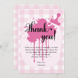 Tarjeta De Agradecimiento Cute Pastel Pink Gingham Baby Shower