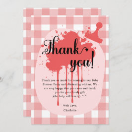 Tarjeta De Agradecimiento Cute Pastel Red Gingham Baby Shower