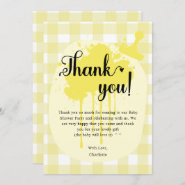 Tarjeta De Agradecimiento Cute Pastel Yellow Gingham Baby Shower