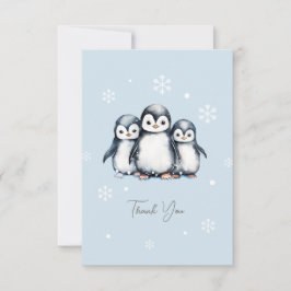 Tarjeta De Agradecimiento Cute Penguin Winter Baby Shower