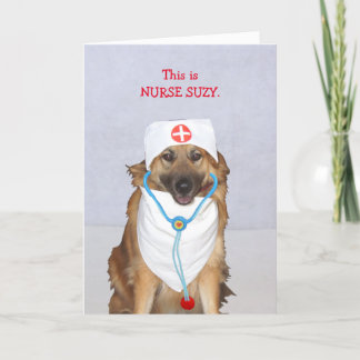 Tarjeta De Agradecimiento Cute Perro Enfermera, Ponte bien