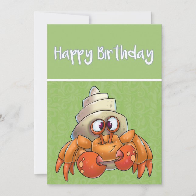 Tarjeta De Agradecimiento Cute personalizado Hermit Crab Birday Card (Anverso)