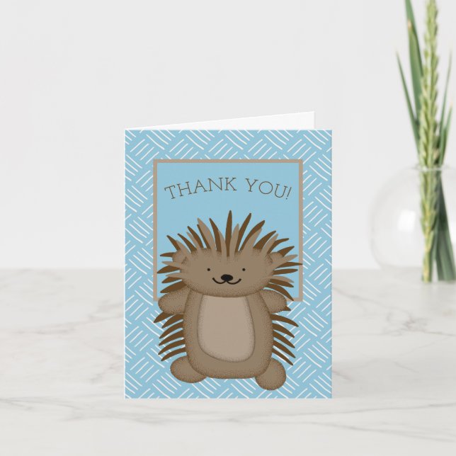 Tarjeta De Agradecimiento Cute Personalizado Porcupine Kids (Anverso)