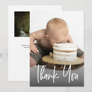 Tarjeta De Agradecimiento Cute Photos lettering a mano para 1er cumpleaños P
