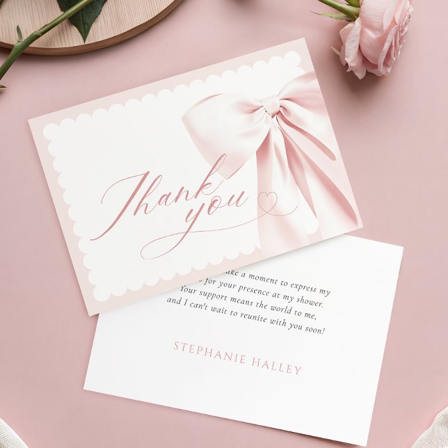 Tarjeta De Agradecimiento Cute Pink Bow Baby Shower Thank You Card (Subido por el creador)