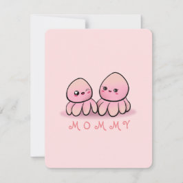 Tarjeta De Agradecimiento cute pink octopus mother 