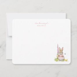 Tarjeta De Agradecimiento Cute pink Vintage bunny Baby girl Thank You card