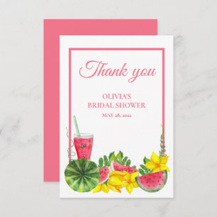 Tarjeta De Agradecimiento Cute Pink Watermelon Bridal Shower