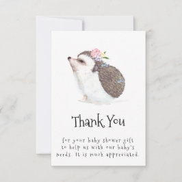 Tarjeta De Agradecimiento Cute Pintado Hedgehog Con Flores