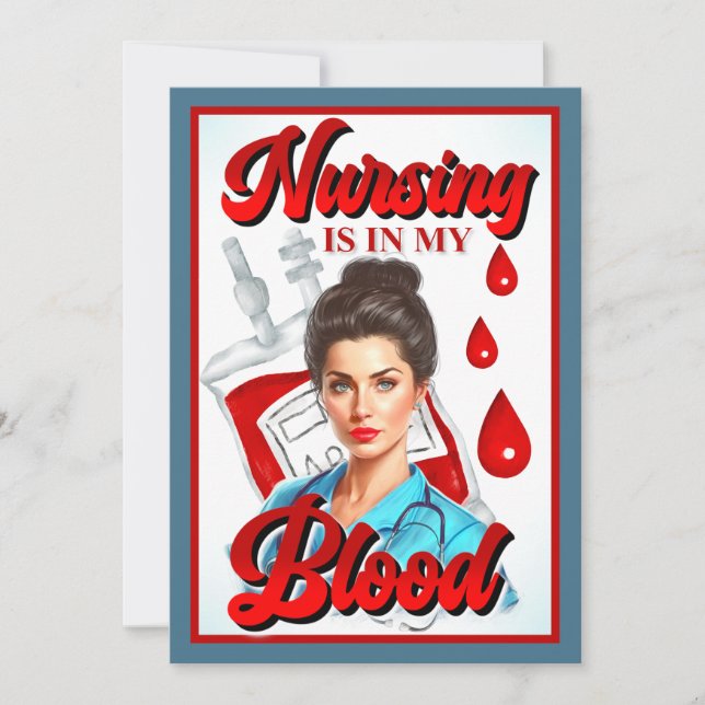 Tarjeta De Agradecimiento Cute Pinup_ Enfermería en mi sangre (Anverso)