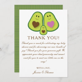 Tarjeta De Agradecimiento Cute Plaid Aguacate Género Neutral Baby Shower