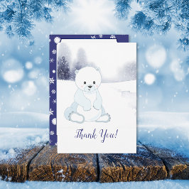 Tarjeta De Agradecimiento Cute Polar Bear Baby Shower Gracias
