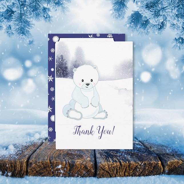 Tarjeta De Agradecimiento Cute Polar Bear Baby Shower Gracias (Subido por el creador)