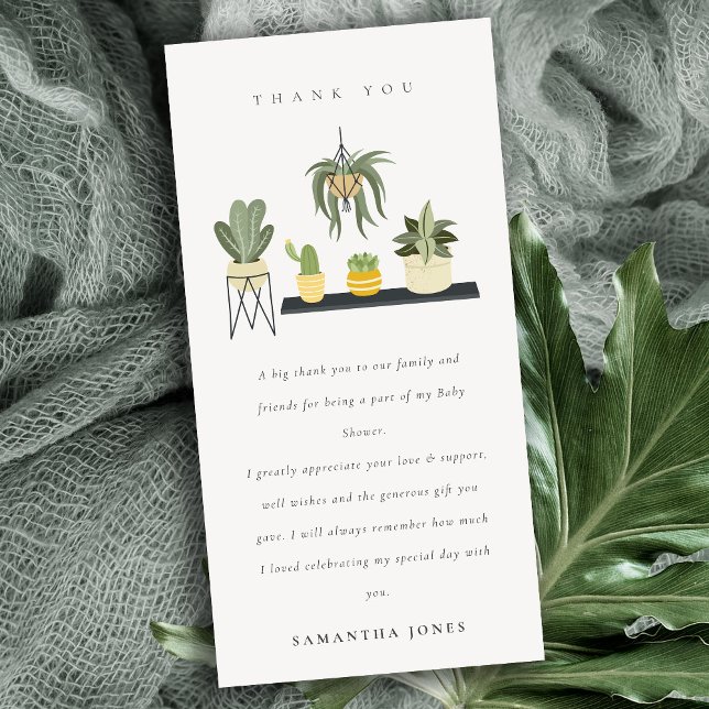 Tarjeta De Agradecimiento Cute Potted Leafy Succulent Plants Baby Shower (Subido por el creador)