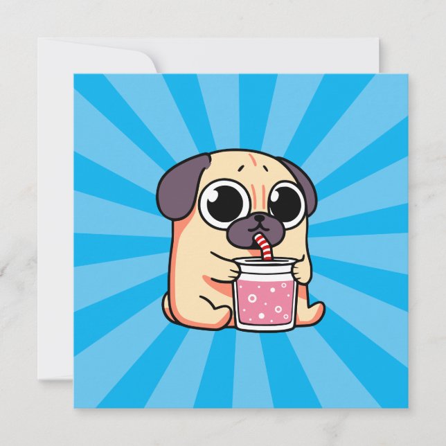 Tarjeta De Agradecimiento Cute Pug (Anverso)