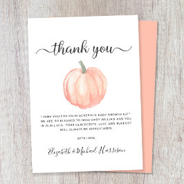 Tarjeta De Agradecimiento Cute Pumpkin Baby Shower