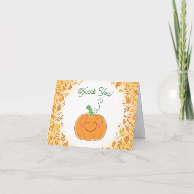 Tarjeta De Agradecimiento Cute Pumpkin Baby Shower (Anverso)