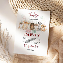 Tarjeta De Agradecimiento Cute Puppy Dog Boy 1st Birthday | Pawty Time First