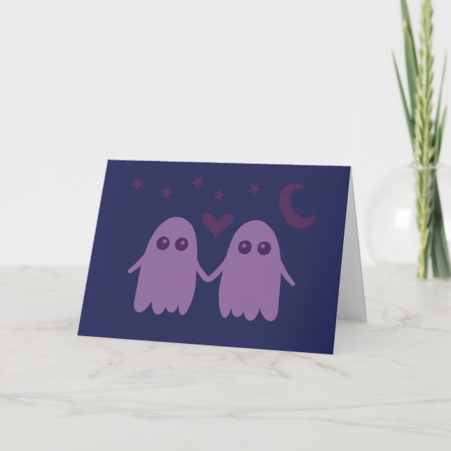 Tarjeta De Agradecimiento Cute Purple Ghost Card (Anverso)