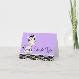 Tarjeta De Agradecimiento Cute Purple Zebra Gracias Cartas