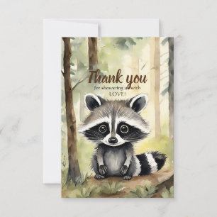 Tarjeta De Agradecimiento Cute Raccoon Género Neutral Baby Shower Gracias