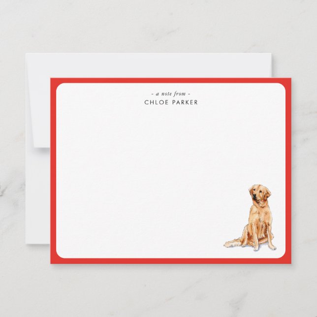 Tarjeta De Agradecimiento Cute Red Border Golden Retrie Christmas Thank you  (Anverso)