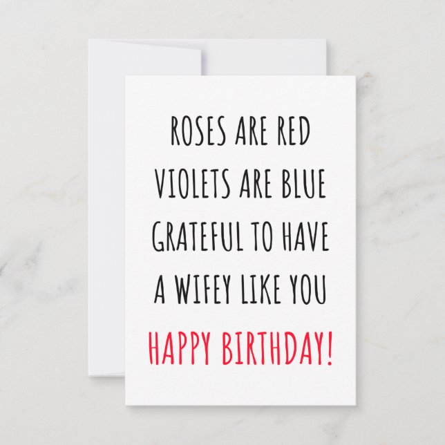 Tarjeta De Agradecimiento Cute romantic happy birthday card for her, wife  (Anverso)