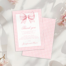 Cute Rosa Gingham Bow Ribbon Baby Shower