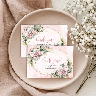 Tarjeta De Agradecimiento Cute Rose Gold Floral Greenery Thank You Card