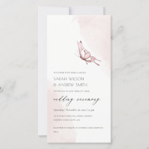 TARJETA DE AGRADECIMIENTO CUTE RUBOR WATERCOLOR BOTTERFLY WEDDING INVITE