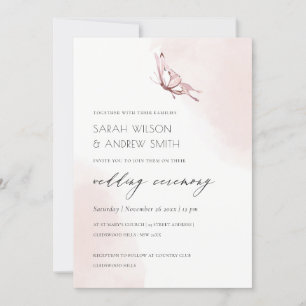 TARJETA DE AGRADECIMIENTO CUTE RUBOR WATERCOLOR BOTTERFLY WEDDING INVITE