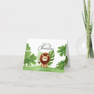 Tarjeta De Agradecimiento Cute Safari Lion Birthday