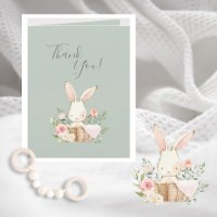 Cute Sage Green acuarela Bunny Baby Shower