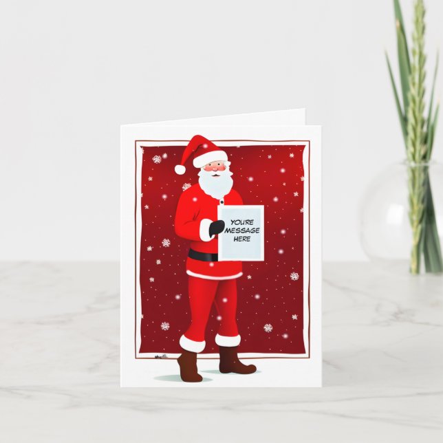 Tarjeta De Agradecimiento Cute Santa con mensajes personalizados de Rótulo (Anverso)