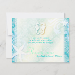 Tarjeta De Agradecimiento Cute Sea Horse Couse Boda Gracias