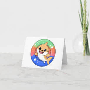 Tarjeta De Agradecimiento Cute Shark Baby con Flotador   Niños