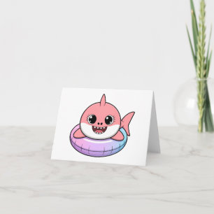 Tarjeta De Agradecimiento Cute Shark Baby con Flotador Niños