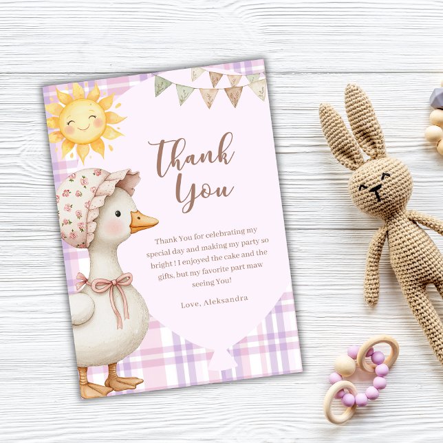 Tarjeta De Agradecimiento Cute Silly Goose Chica Birday Watercolor (Subido por el creador)