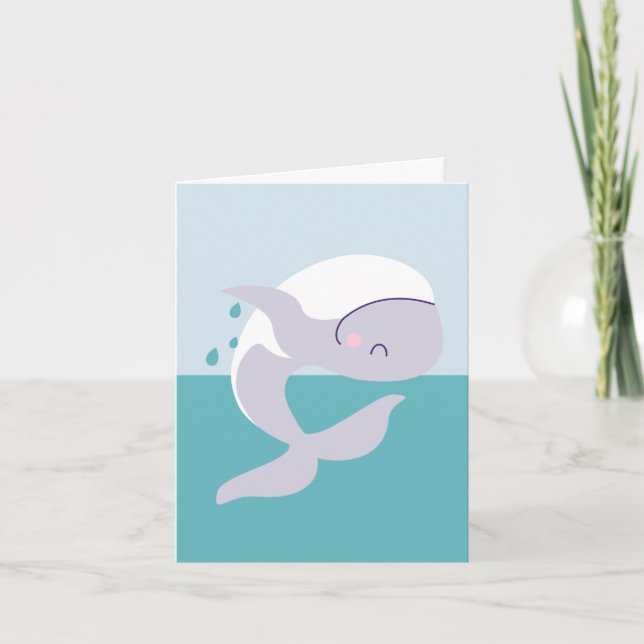 Tarjeta De Agradecimiento Cute simple graphic leaping whale (Anverso)