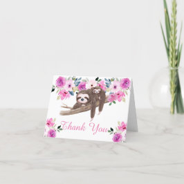 Tarjeta De Agradecimiento Cute Sleeping Sloth Baby Shower