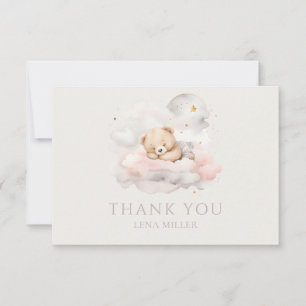Tarjeta De Agradecimiento Cute Sleeping Teddy Bear Baby Shower